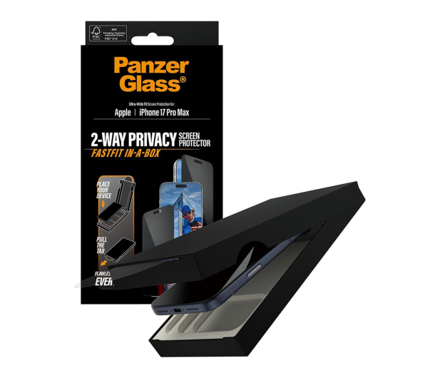 PanzerGlass Ultra-Wide Fit Fastfit do iPhone 17 Pro Max privacy - 1539019 - zdjęcie